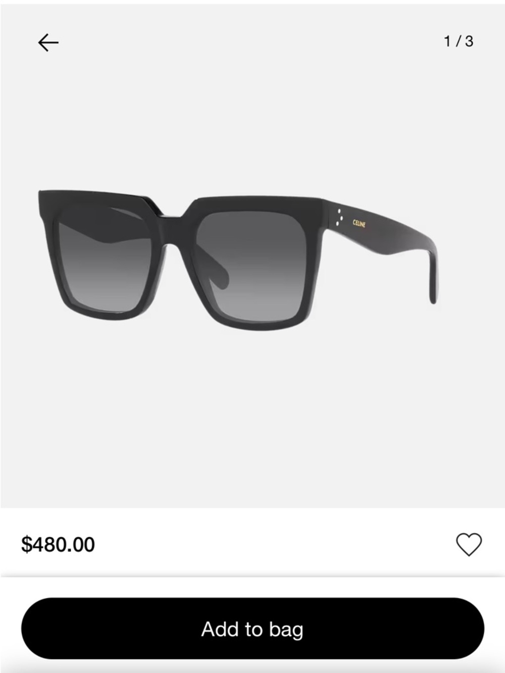Celine Black Square Gradient Sunglasses